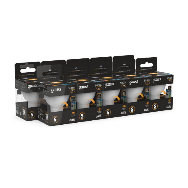 Лампа светодиодная диммируемая Gauss GU10 5W 3000K матовая 101506105-D Лампа светодиодная диммируемая Gauss GU10 5W 3000K матовая 101506105-D