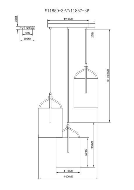 Подвесной светильник Moderli Inari V11857-3P