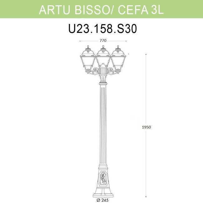 Уличный фонарь Fumagalli Artu Bisso/Cefa 3L U23.158.S30.BYF1R Уличный фонарь Fumagalli Artu Bisso/Cefa 3L U23.158.S30.BYF1R