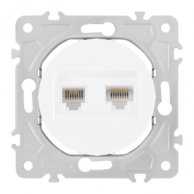 Розетка телефонная RJ11 + компьютерная RJ45 Arte Milano 202.44-1.white Розетка телефонная RJ11 + компьютерная RJ45 Arte Milano 202.44-1.white
