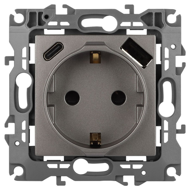 Розетка со шторками с USB type-A+C Эра 12-4108-16 Б0067762 Розетка со шторками с USB type-A+C Эра 12-4108-16 Б0067762