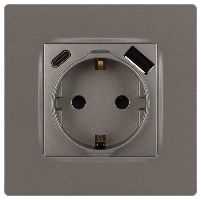 Розетка со шторками с USB type-A+C Эра 12-4108-16 Б0067762 Розетка со шторками с USB type-A+C Эра 12-4108-16 Б0067762