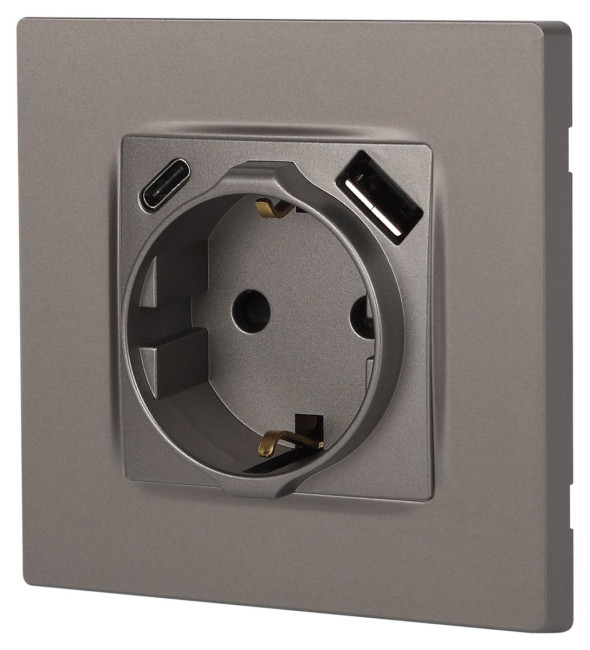 Розетка со шторками с USB type-A+C Эра 12-4108-16 Б0067762 Розетка со шторками с USB type-A+C Эра 12-4108-16 Б0067762