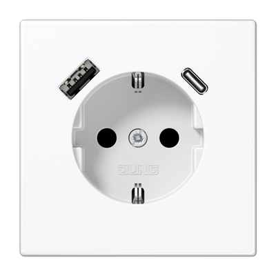 Розетка 2K+З USB Typ AC Jung LS1520-15CAWW Розетка 2K+З USB Typ AC Jung LS1520-15CAWW