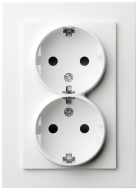 Двойная розетка SHUKO Jasmart с защитными шторками 16A 250V 2P+T белый глянцевый G5504W