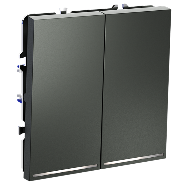Проходной переключатель двухклавишный с подсветкой Voltum S70 VLS020406 (титан) Проходной переключатель двухклавишный с подсветкой Voltum S70 VLS020406 (титан)