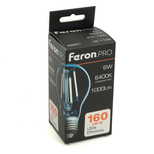 Светодиодная лампа Feron LB-1106 E27 6W 6400K 48891 Светодиодная лампа Feron LB-1106 E27 6W 6400K 48891