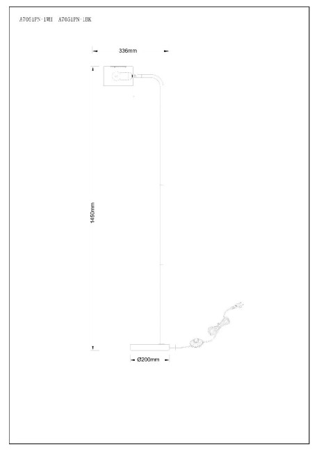 Торшер Arte Lamp Sebastian A7051PN-1BK Торшер Arte Lamp Sebastian A7051PN-1BK