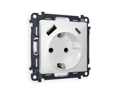 Комплект механизма розетки 2USB A+C 20W (быстрая зарядка) с/з Ambrella Volt Alfa MA130010