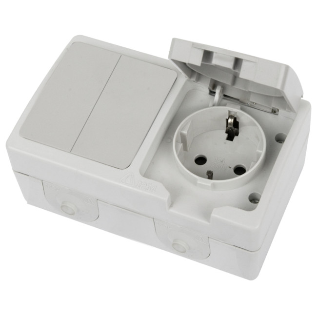 Розетка одноместная с/з + выключатель двухклавишный Stekker Велена PST16-21-54/10-221-54 49729 Розетка одноместная с/з + выключатель двухклавишный Stekker Велена PST16-21-54/10-221-54 49729