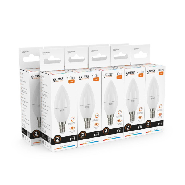 Лампа светодиодная Gauss E14 10W 3000K матовая 33110 Лампа светодиодная Gauss E14 10W 3000K матовая 33110