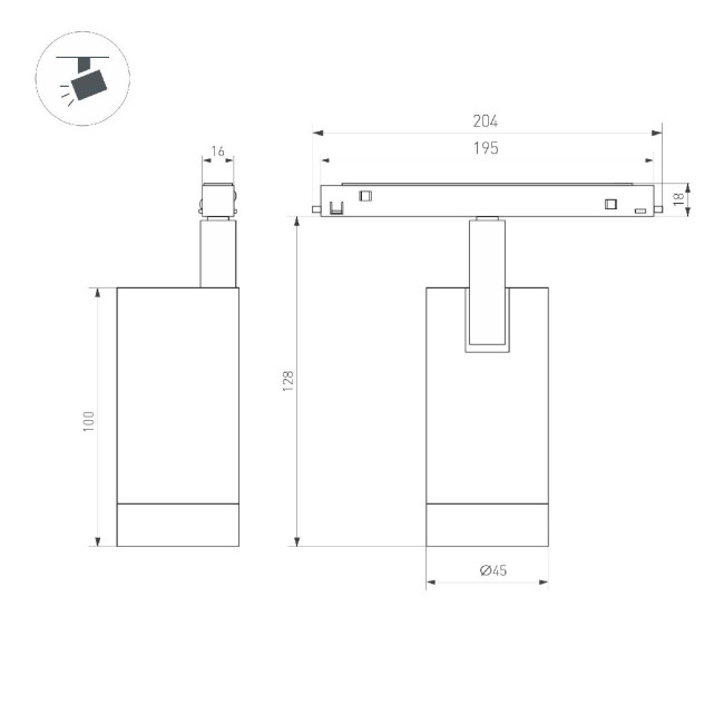 Трековый магнитный светильник Arlight MAG-ORIENT-SPOT-R45-9W Warm3000 048664 Трековый магнитный светильник Arlight MAG-ORIENT-SPOT-R45-9W Warm3000 048664
