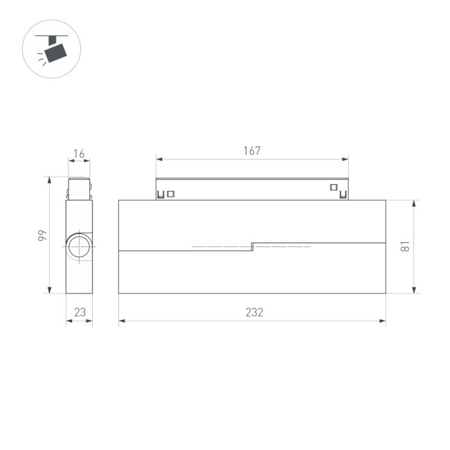 Трековый магнитный светильник Arlight MAG-ORIENT-FLAT-FOLD-S230-12W Day4000-MIX (BK, 80 deg, 48V, TUYA Zigbee) (IP20 Металл) 056401