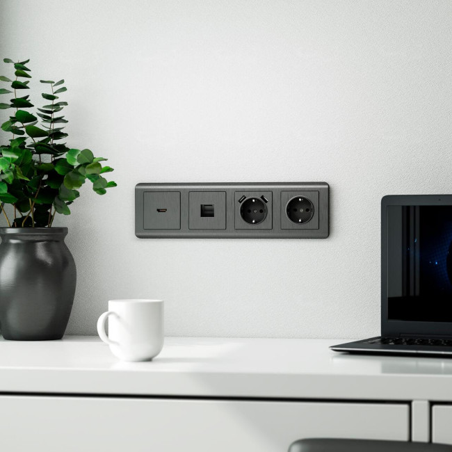 Рамка на 4 поста Werkel Stream графит W0042104 4690389162350