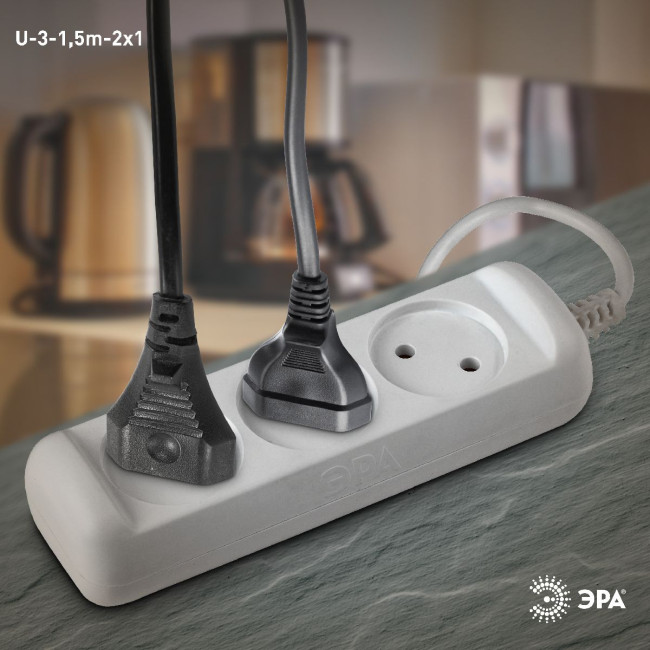 Удлинитель электрический Эра U-3-1,5m-2x1 Б0028354