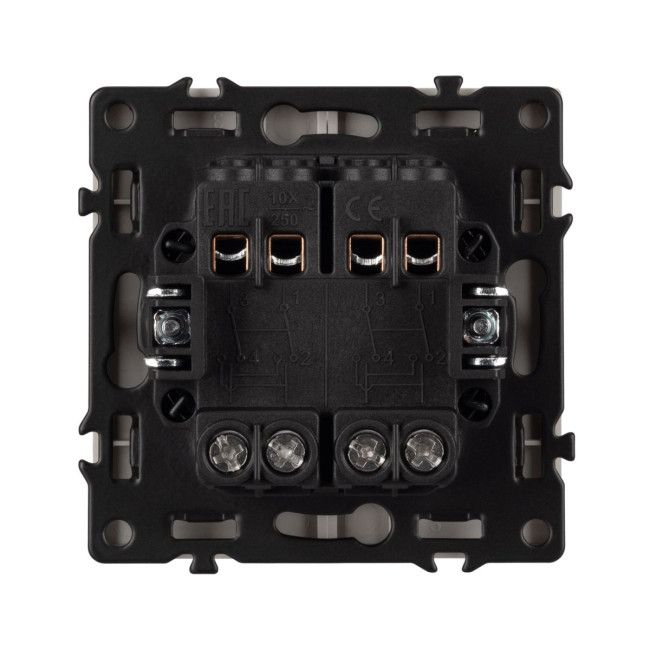 Механизм выключателя двухклавишный перекрёстный Arlight SWT-NOBE-MKX2-SFPL-CA (230V, 10A) (Кашемир) 061791