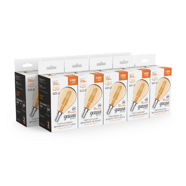 Светодиодная филаментная лампа Gauss Basic Filament E14 3,8W 2400K 1057154 Светодиодная филаментная лампа Gauss Basic Filament E14 3,8W 2400K 1057154