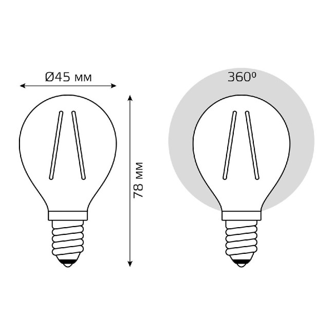 Светодиодная филаментная лампа Gauss Basic Filament E14 3,8W 2400K 1057154 Светодиодная филаментная лампа Gauss Basic Filament E14 3,8W 2400K 1057154