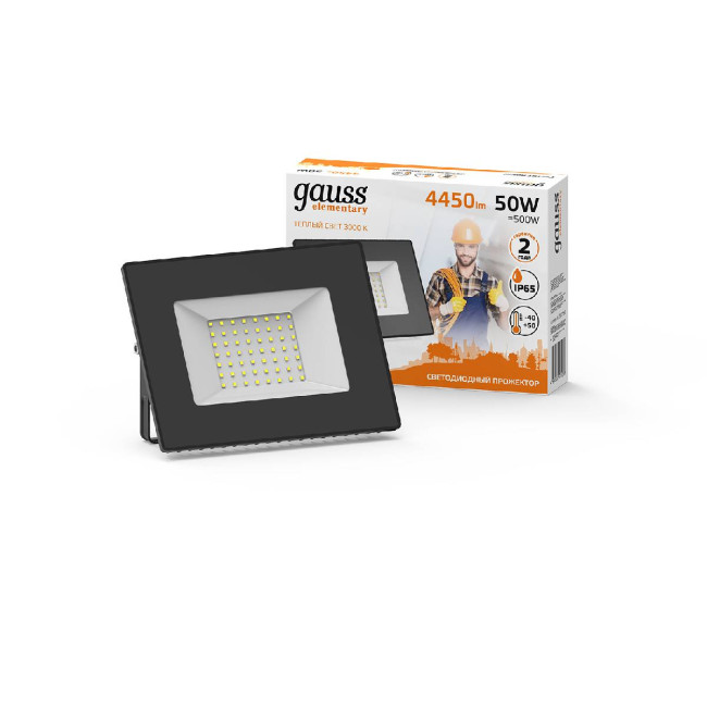 Прожектор светодиодный Gauss Elementary 50W 3000К 613527150 Прожектор светодиодный Gauss Elementary 50W 3000К 613527150
