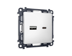 Комплект механизма розетки 2USB A+C 20W (быстрая зарядка) Ambrella Volt Alfa MA131010