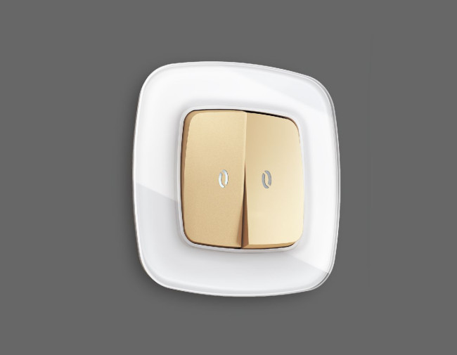 Лицевая панель для выключателя двухклавишного с подсветкой Ambrella Volt Omega OP6040