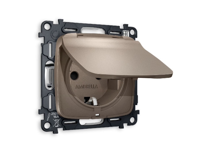 Комплект механизма розетки с/з со шторками и крышкой Ambrella Volt Omega MO638010 Комплект механизма розетки с/з со шторками и крышкой Ambrella Volt Omega MO638010