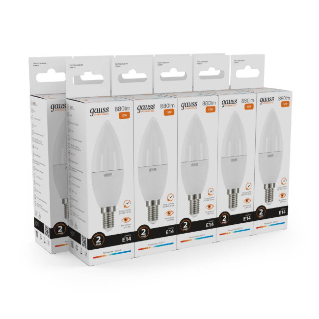 Лампа светодиодная Gauss E14 12W 3000K матовая 33112 Лампа светодиодная Gauss E14 12W 3000K матовая 33112