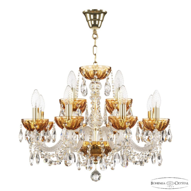 Подвесная люстра Bohemia Ivele Crystal 5402/8+4/195 G Amber/M-1H Подвесная люстра Bohemia Ivele Crystal 5402/8+4/195 G Amber/M-1H