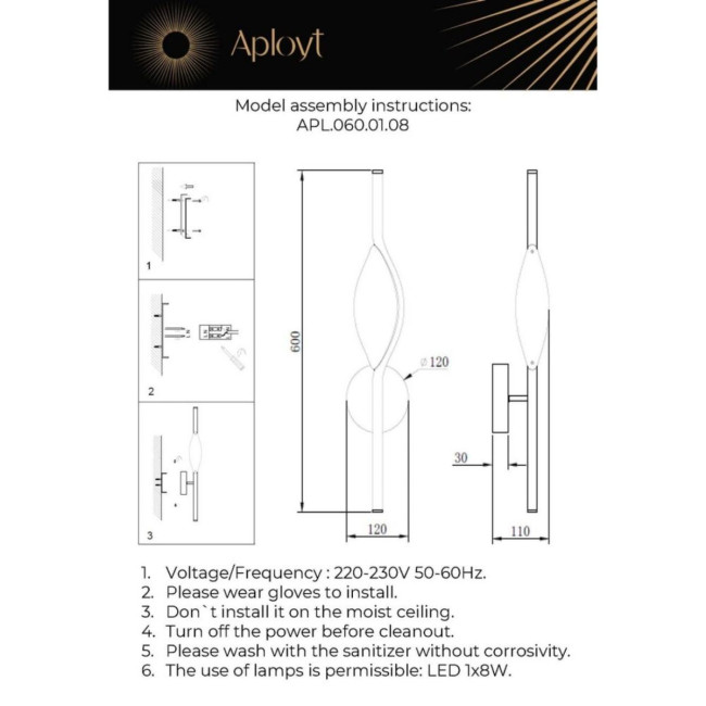 Настенный светильник Aployt Krysia APL.060.01.08