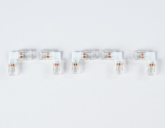 Соединитель угловой L для светодиодной ленты COB 8mm 12/24V (2 конт.) GS6851 (5шт) Ambrella Light Illumination GS6851 Соединитель угловой L для светодиодной ленты COB 8mm 12/24V (2 конт.) GS6851 (5шт) Ambrella Light Illumination GS6851