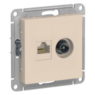 Розетка компьютерная двойная RJ45+TV Systeme Electric AtlasDesign Беж ATN000289