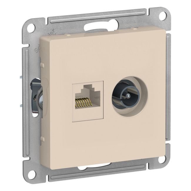 Розетка компьютерная двойная RJ45+TV Systeme Electric AtlasDesign Беж ATN000289