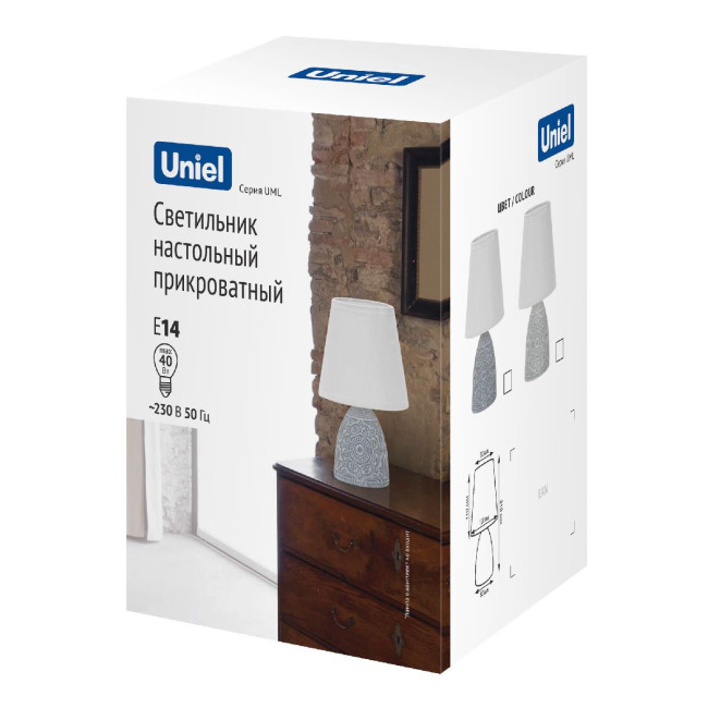 Настольная лампа Uniel UML-B301 E14 LIGHT GREY UL-00010751 Настольная лампа Uniel UML-B301 E14 LIGHT GREY UL-00010751