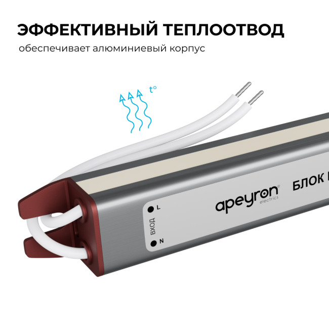 Блок питания Apeyron 12В, 24Вт, 200-264В, 2А, IP67 03-179 Блок питания Apeyron 12В, 24Вт, 200-264В, 2А, IP67 03-179