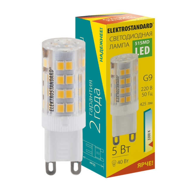 Светодиодная лампа Elektrostandard (a049868) G9 LED 5W прозрачная 220V 3300К BLG908 4690389150524 Светодиодная лампа Elektrostandard (a049868) G9 LED 5W прозрачная 220V 3300К BLG908 4690389150524