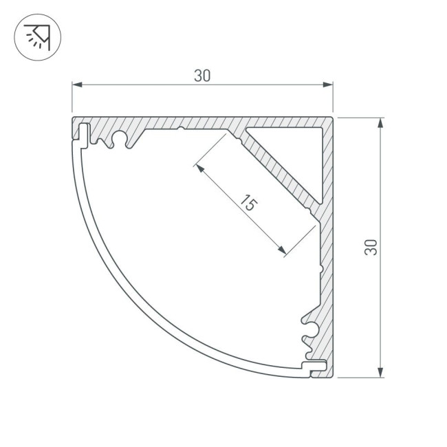 Профиль Arlight SL-KANT-H30-3000 ANOD 046182 Профиль Arlight SL-KANT-H30-3000 ANOD 046182