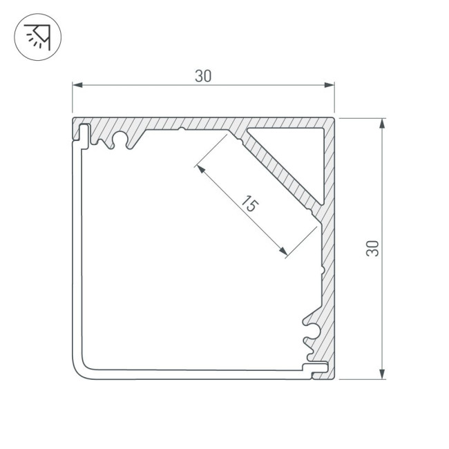 Профиль Arlight SL-KANT-H30-3000 ANOD 046182 Профиль Arlight SL-KANT-H30-3000 ANOD 046182