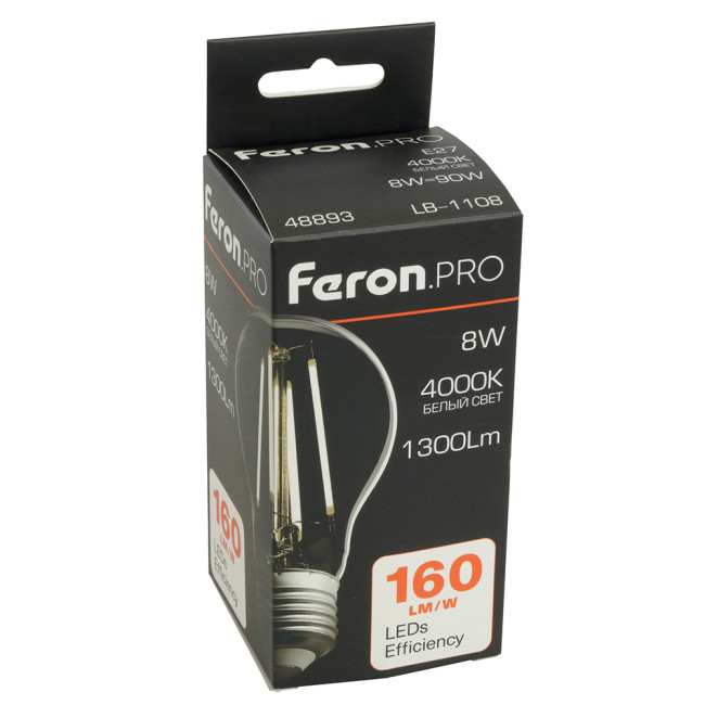 Светодиодная лампа Feron LB-1108 E27 8W 4000K 48893