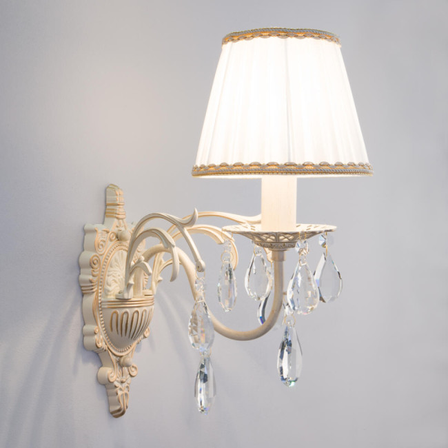 Бра Eurosvet 3637/1 белый с золотом/прозрачный хрусталь Strotskis Бра Eurosvet 3637/1 белый с золотом/прозрачный хрусталь Strotskis