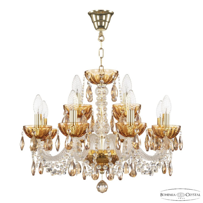 Подвесная люстра Bohemia Ivele Crystal 5402/8+4/195 G Amber/M-1H K721 Подвесная люстра Bohemia Ivele Crystal 5402/8+4/195 G Amber/M-1H K721