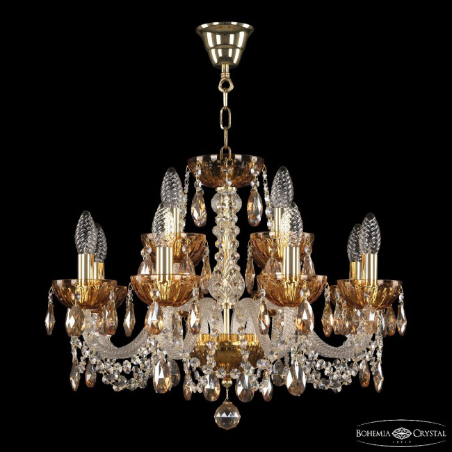 Подвесная люстра Bohemia Ivele Crystal 5402/8+4/195 G Amber/M-1H K721 Подвесная люстра Bohemia Ivele Crystal 5402/8+4/195 G Amber/M-1H K721