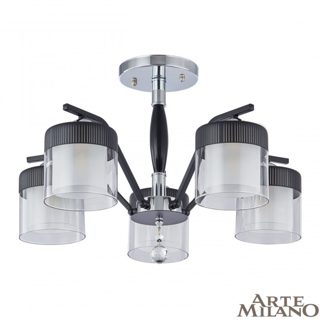 Люстра на штанге Arte Milano Napoli 332646/5 CR+BK Люстра на штанге Arte Milano Napoli 332646/5 CR+BK