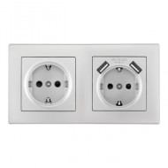 Розетка двойная (двухпостовая) c USB Arte Milano SET06-2-47-1-40-1 silver Розетка двойная (двухпостовая) c USB Arte Milano SET06-2-47-1-40-1 silver
