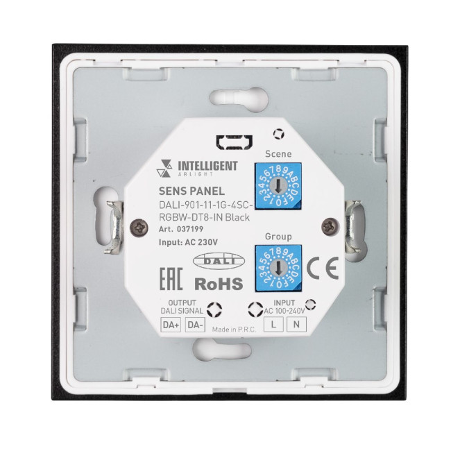 Сенсорная панель Arlight DALI-901-11-1G-4SC-RGBW-DT8-IN Black BUS/230V 037199 Сенсорная панель Arlight DALI-901-11-1G-4SC-RGBW-DT8-IN Black BUS/230V 037199