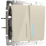 Выключатель двухклавишный с подсветкой Werkel слоновая кость W1120103 4690389155611 Выключатель двухклавишный с подсветкой Werkel слоновая кость W1120103 4690389155611