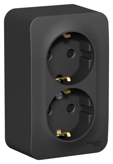 Розетка 2-ая с/з со шторками 16А,250В, изолир. пластина Systeme Electric Blanca наруж Антрацит BLNRA011216 Розетка 2-ая с/з со шторками 16А,250В, изолир. пластина Systeme Electric Blanca наруж Антрацит BLNRA011216