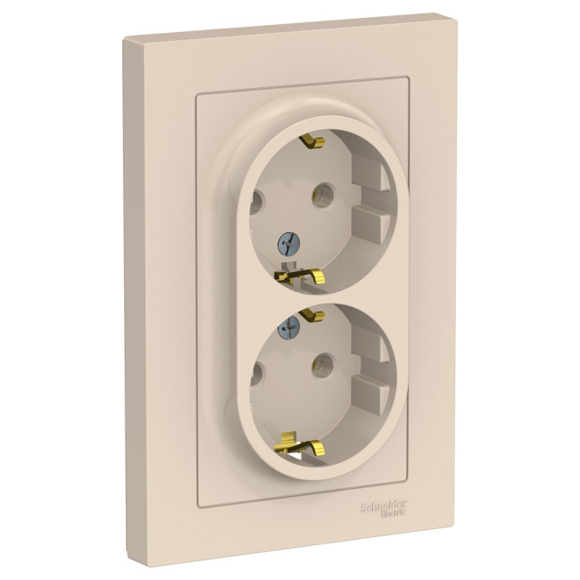 Розетка с/з двойная, 16А, в сборе Systeme Electric AtlasDesign ATN000224 Розетка с/з двойная, 16А, в сборе Systeme Electric AtlasDesign ATN000224