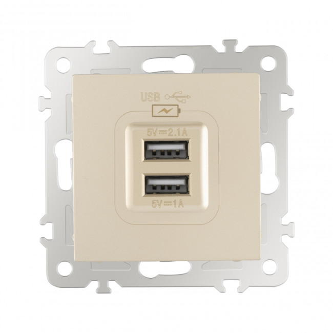 Розетка USB 2.1А+1А Arte Milano 206.46-1.shampan Розетка USB 2.1А+1А Arte Milano 206.46-1.shampan