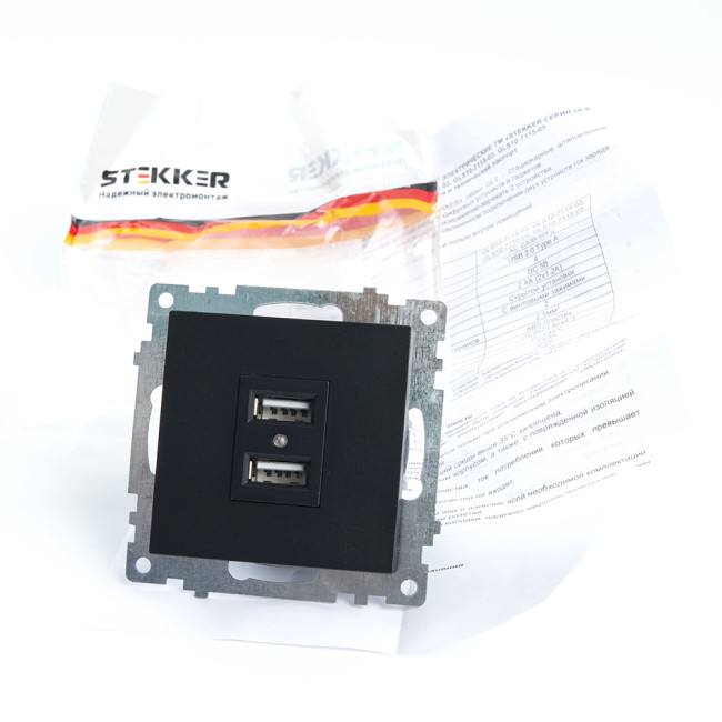 Розетка USB 2-местная Stekker Катрин 39616 Розетка USB 2-местная Stekker Катрин 39616
