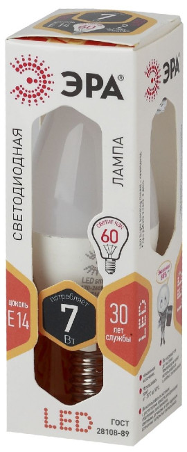 Лампа светодиодная Эра E14 7W 2700K LED B35-7W-827-E14 Б0020538 Лампа светодиодная Эра E14 7W 2700K LED B35-7W-827-E14 Б0020538